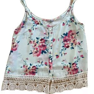 Charlotte Russe Mint Green Floral Tank Top